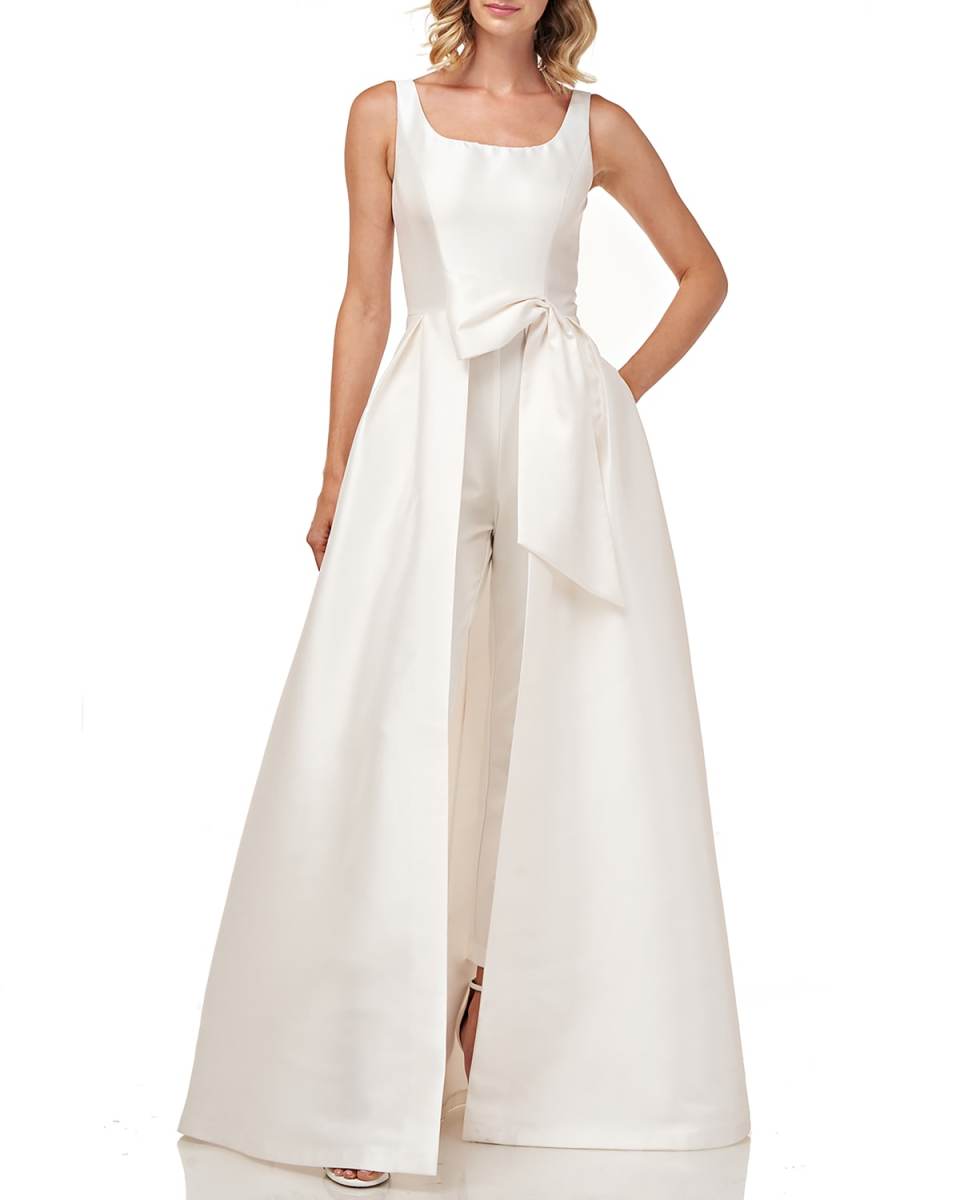 Sophie Dual Face Jacquard Sleeveless Walk-Thru Jumpsuit